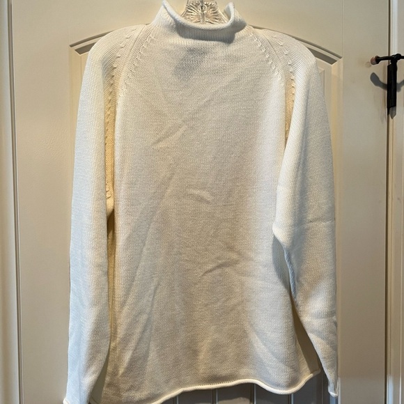 Women ivory cream off white mock neck classic timeless staple sweater NWT Large - Picture 6 of 7